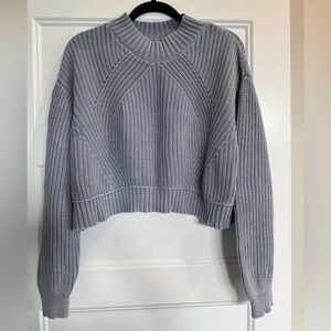 Aeropostale Blue Ribbed Cropped Mock Neck Sweater Extra Large XL Relaxed Fit